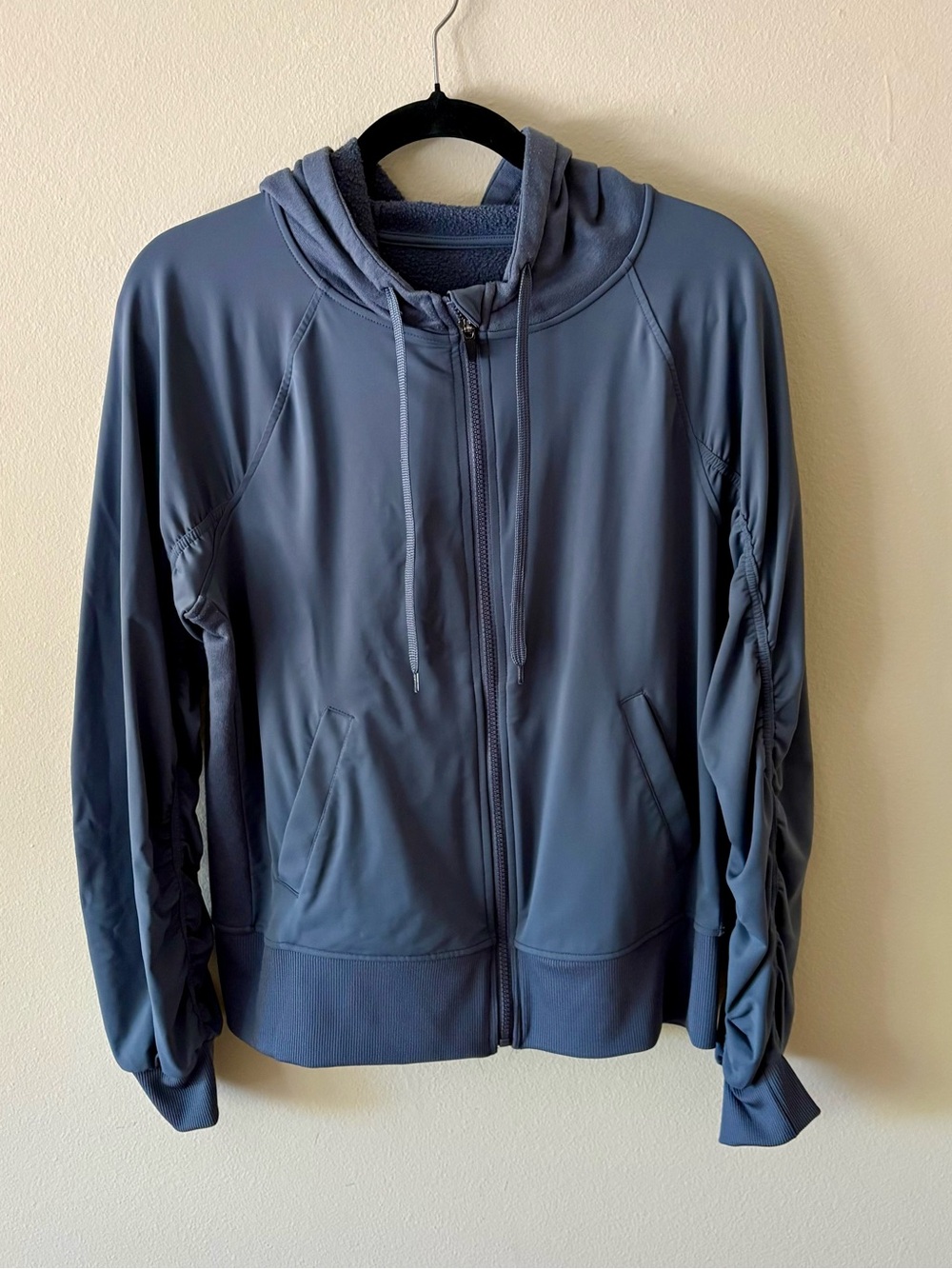 Athletic Works Blue Hooded Mixed Media Athletic Jacket
